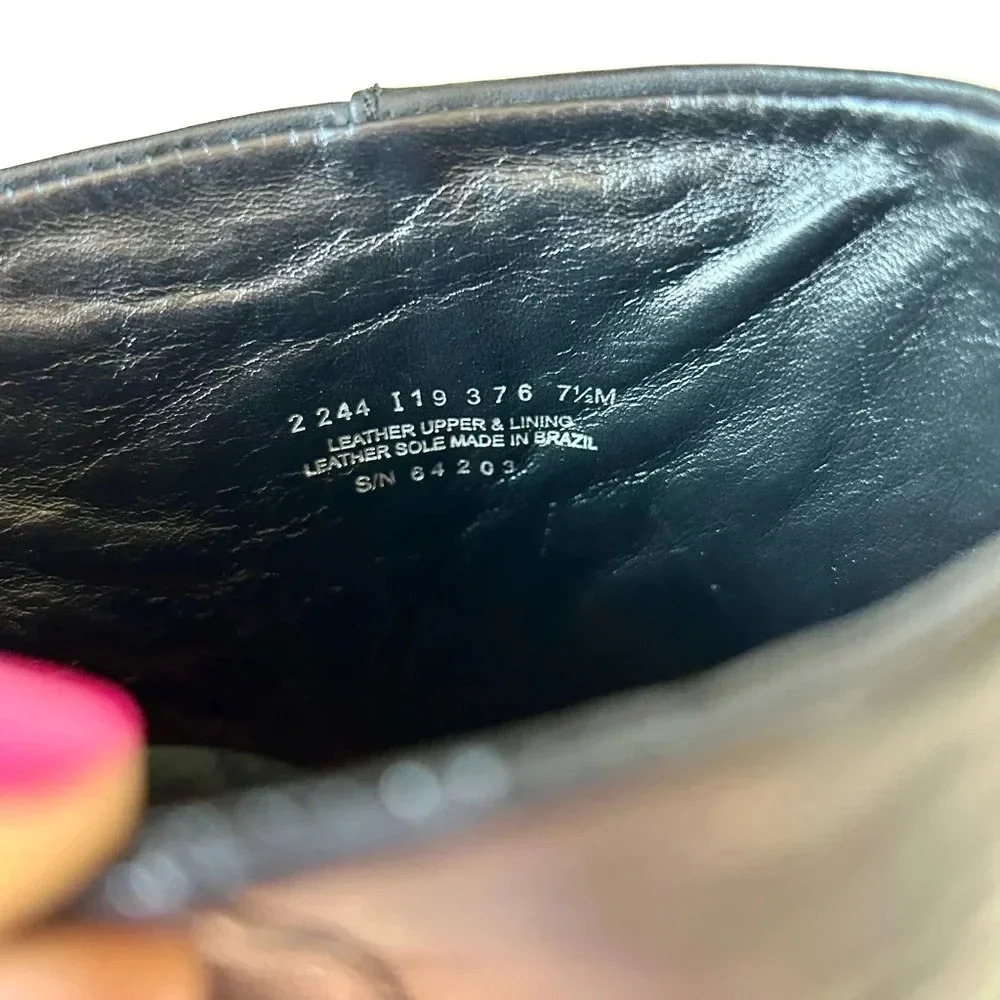 Tory Burch Lila Mirrored Gold Heel Black Leather Ankle Bootie 7.5 Fits 7 - Picture 8 of 11